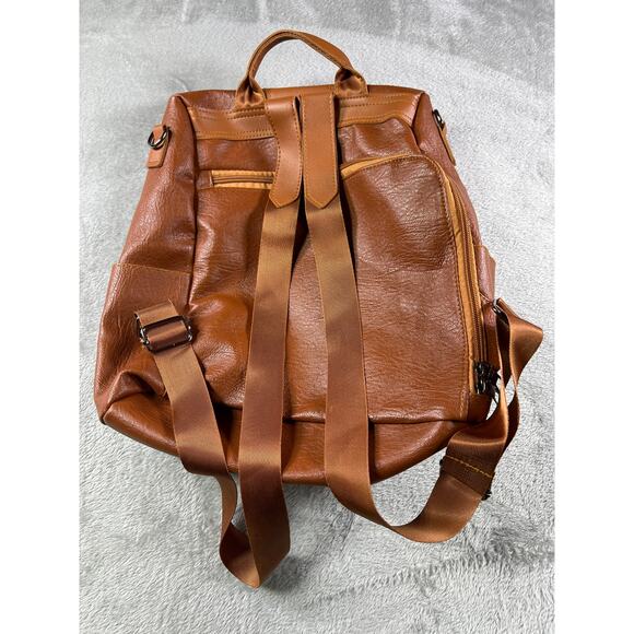 Brown Soft Leather Backpack Slouchy Minimal Travel Festival Coachella Bag